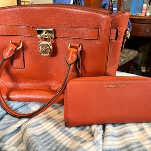 Michael Kors Burnt Orange Satchel and Wallet